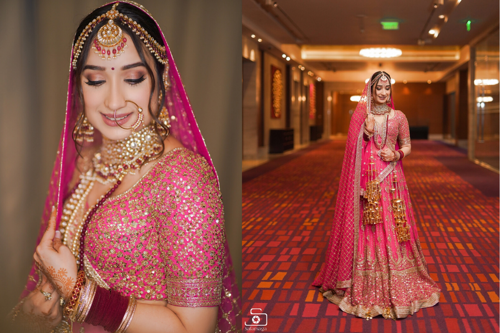 We Can't Stop Admiring This Bride's Beauty & Her Hot Pink Sabyasachi Lehenga