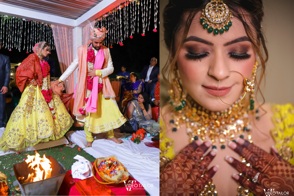 Joyous Delhi Wedding With Bride & Groom Coordinating In Neon Yellow