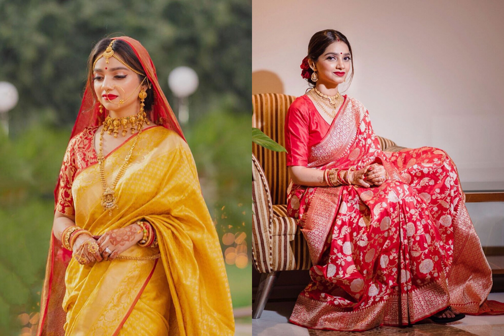 This Bride Wore Saree For Not 1,2.. But 4 Of Her Wedding Functions & Looked Gorgeous In All Of Them!